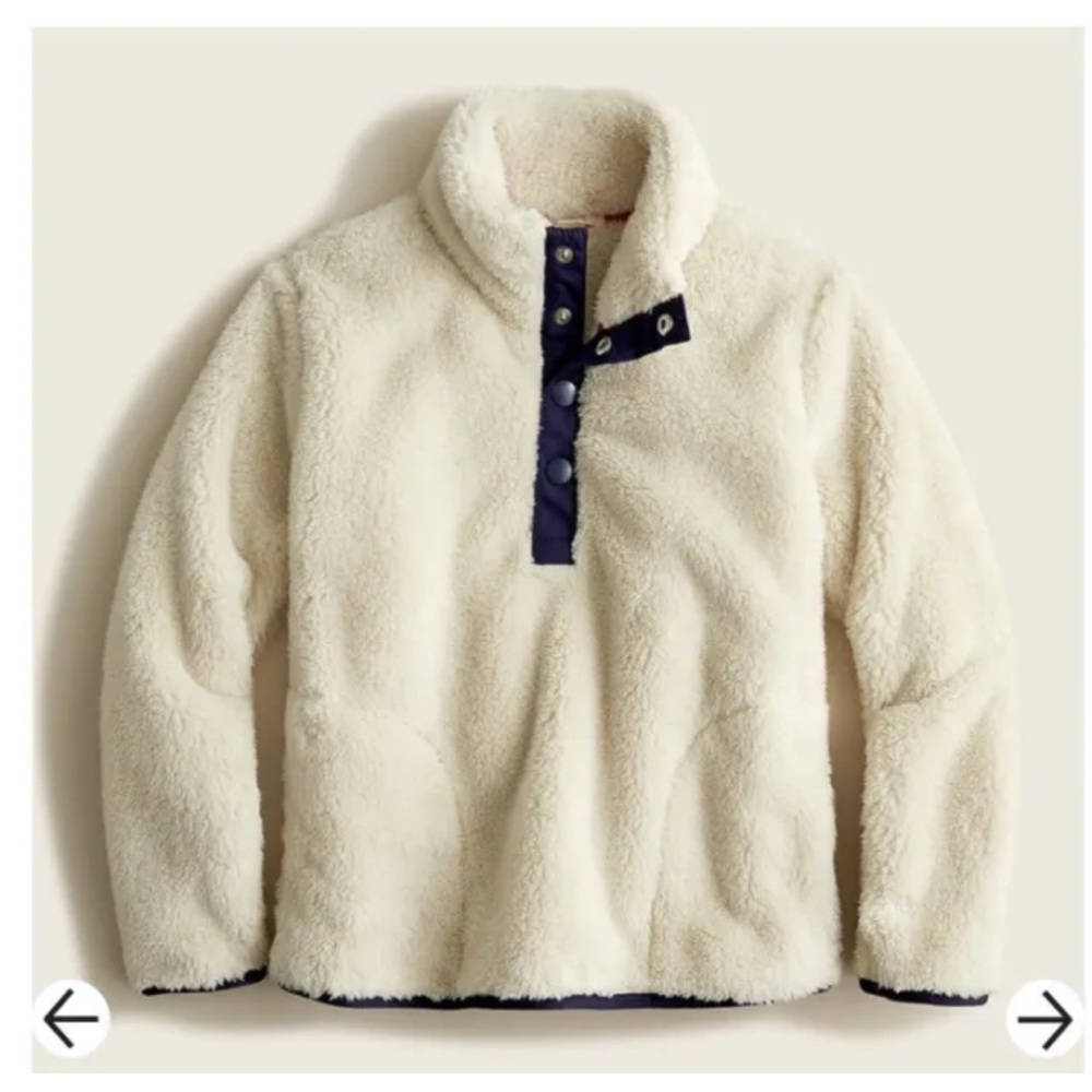 NWT J. CREW girls sherpa half snap pullover sweater XS (4-5 Years)